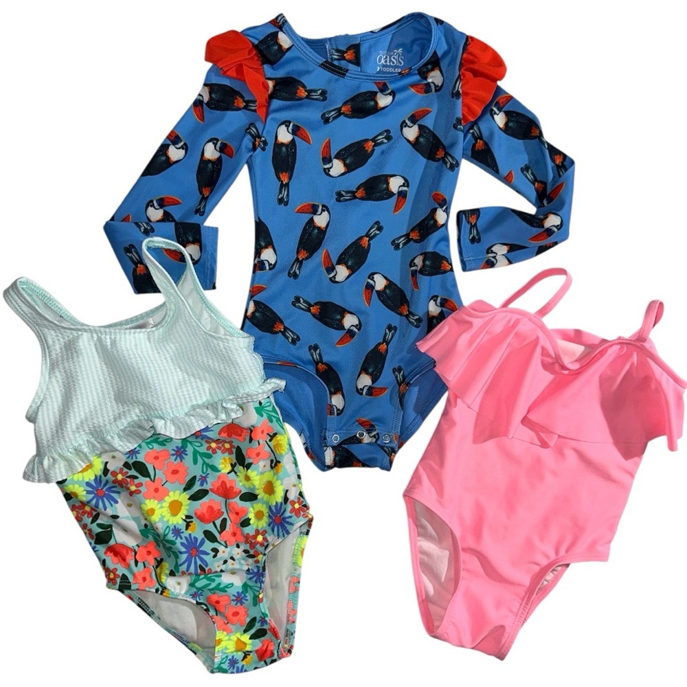 Girls set of 3 one piece swim suits size 2t